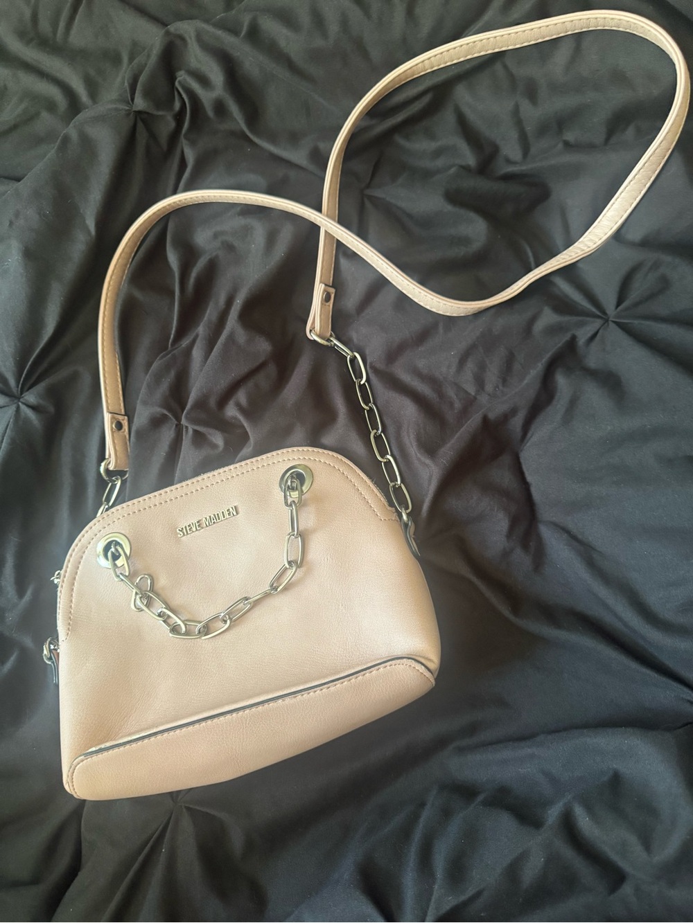 Steve Madden Blush Pink Dome Crossbody with Chain Accent